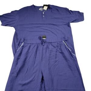 Raw Gear Sleep Set 2pc Henley Top + Pant Mens 2XL Navy Rayon NWT 697